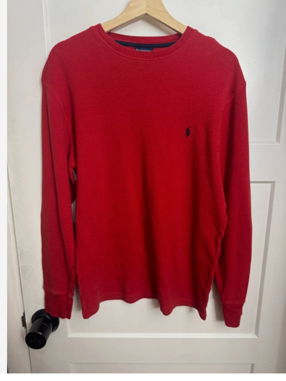 Polo Ralph Lauren Sleepwear Red Sweater Long Sleeve Waffle Cotton Large